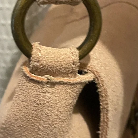 Tan suede Crossbody Bag with Tassel Accent - Picture 11 of 16
